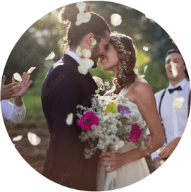 bride and groom kissing at their wedding